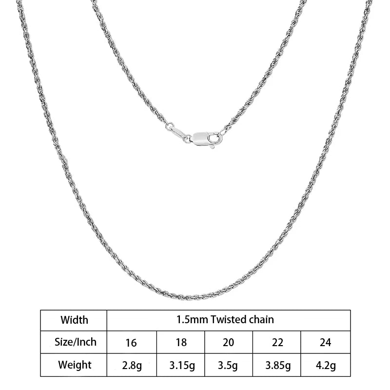 Rope Chain Diamond Cut in 925 Sterling Silver with 18K Gold Plated