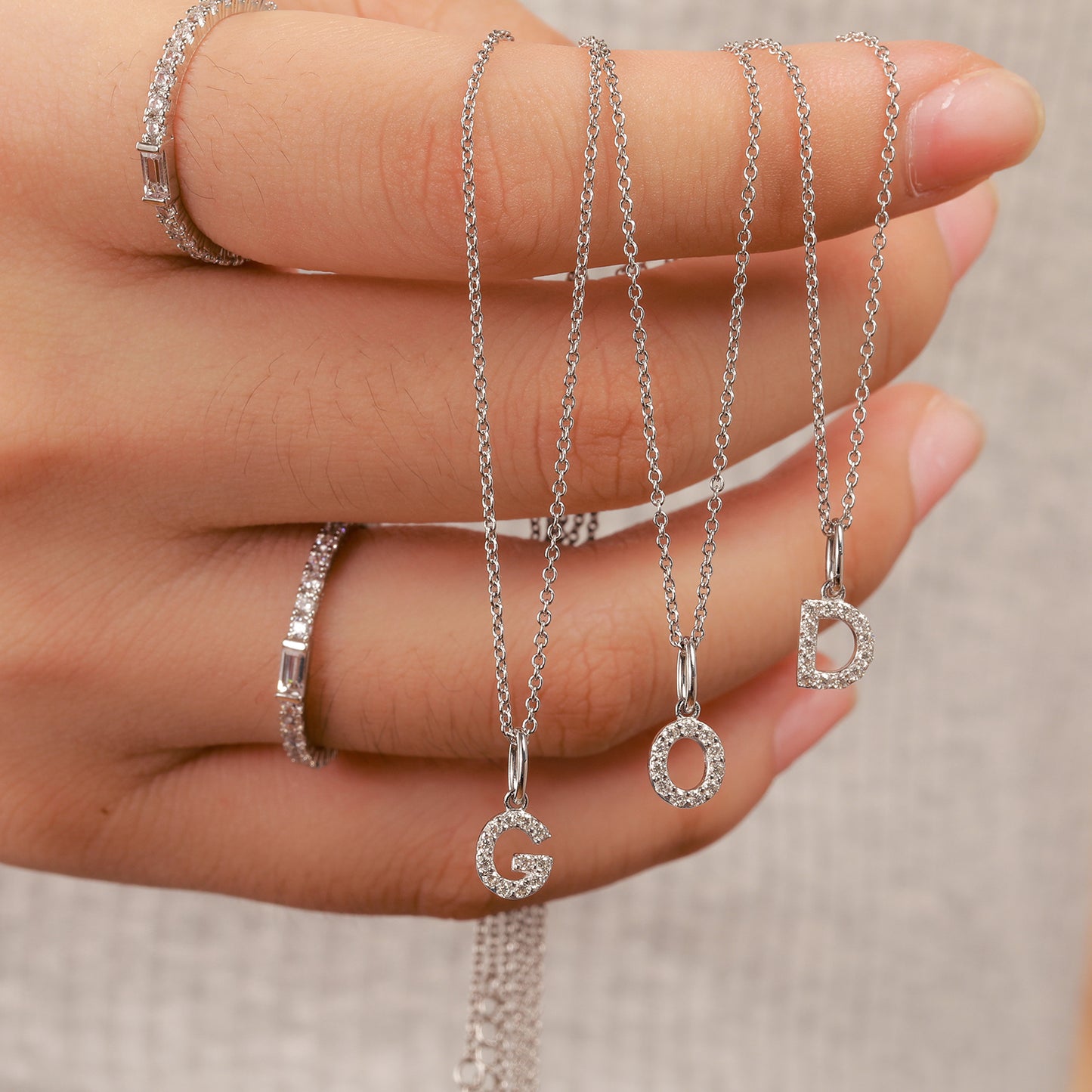 Moissanite 26 Letter Pendant in 925 Sterling Silver