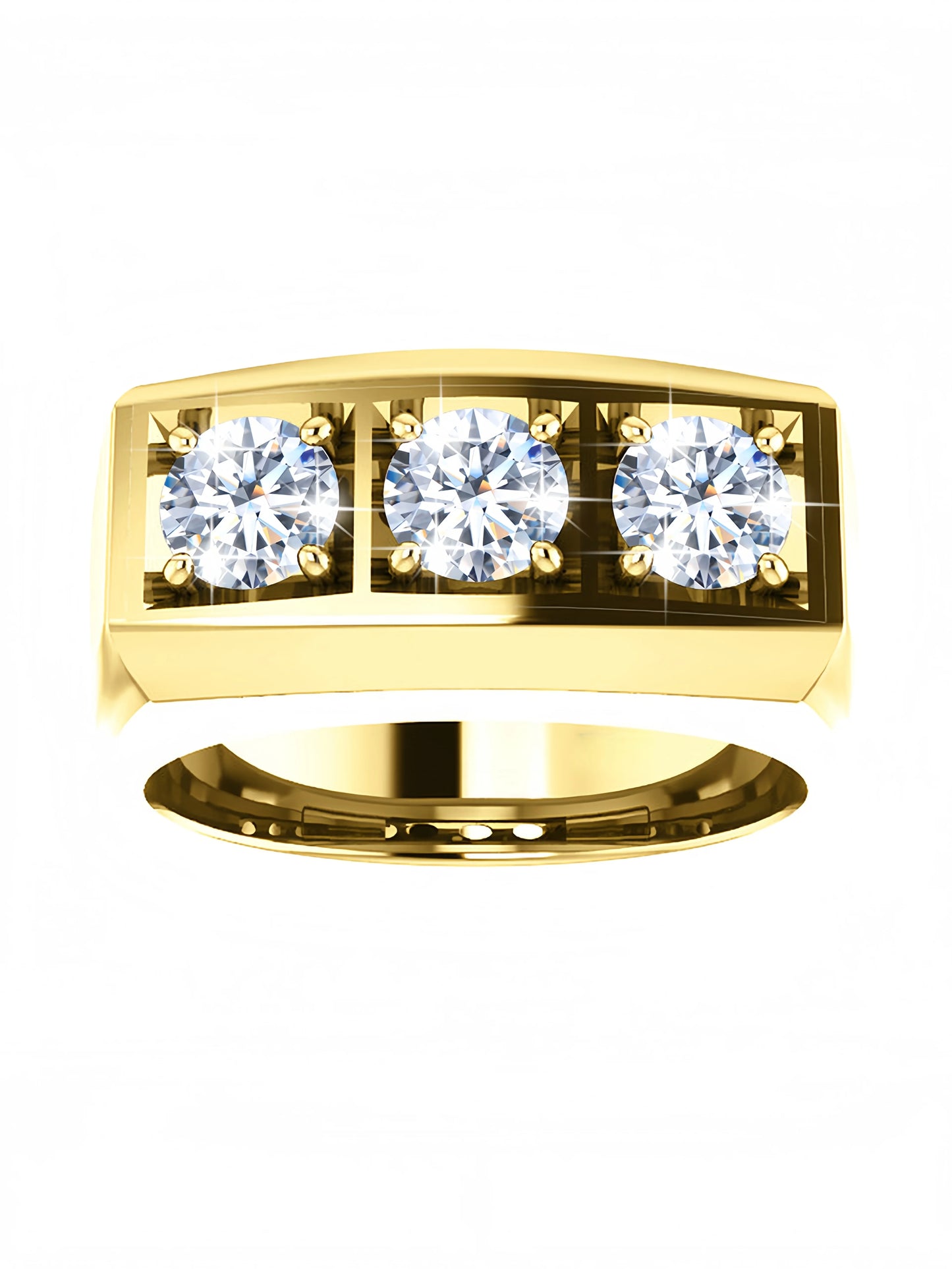 Moissanite 3 Stones Ring in S925 (1/20 14K GF)