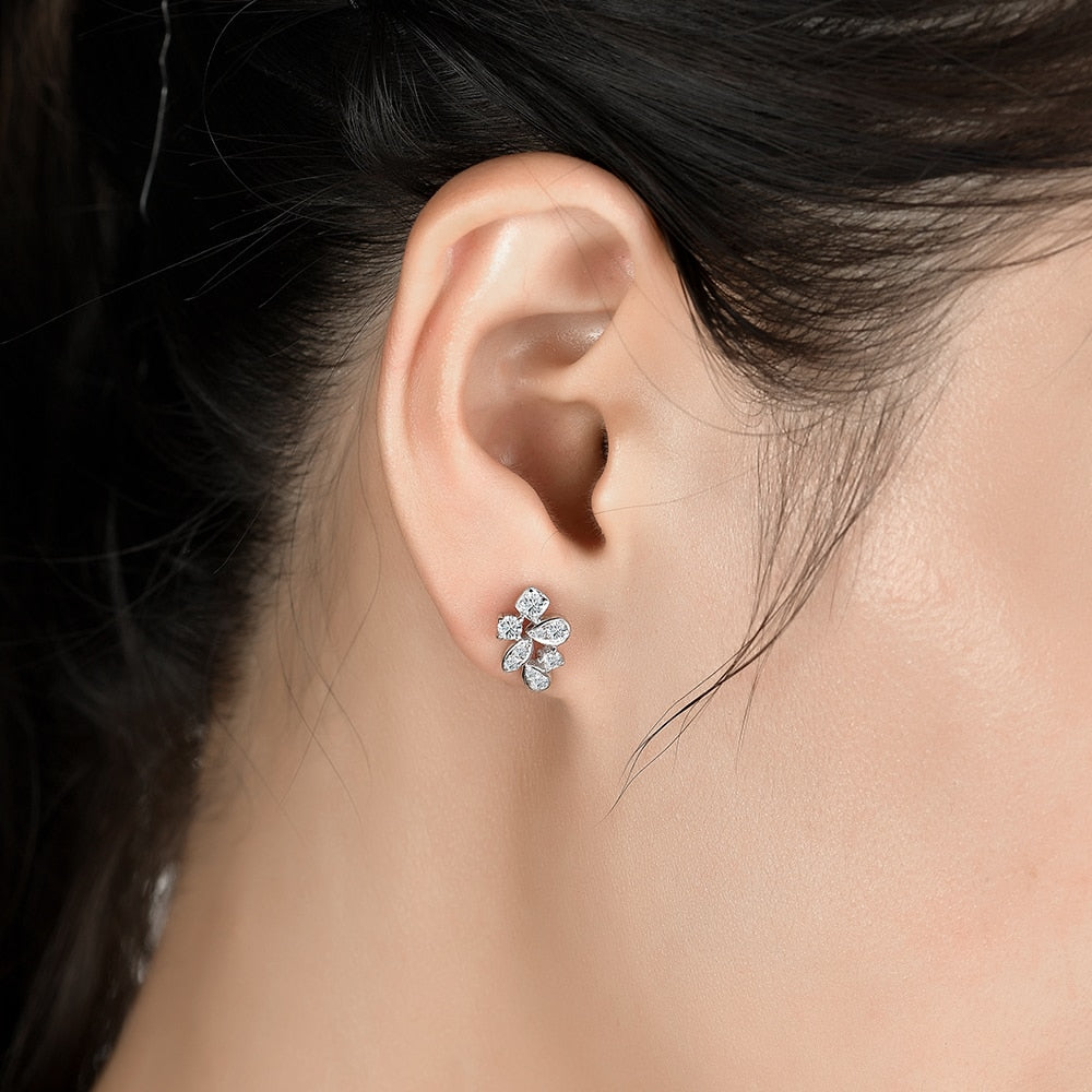 Pendientes de plata de ley 925 con moissanita, joyería fina