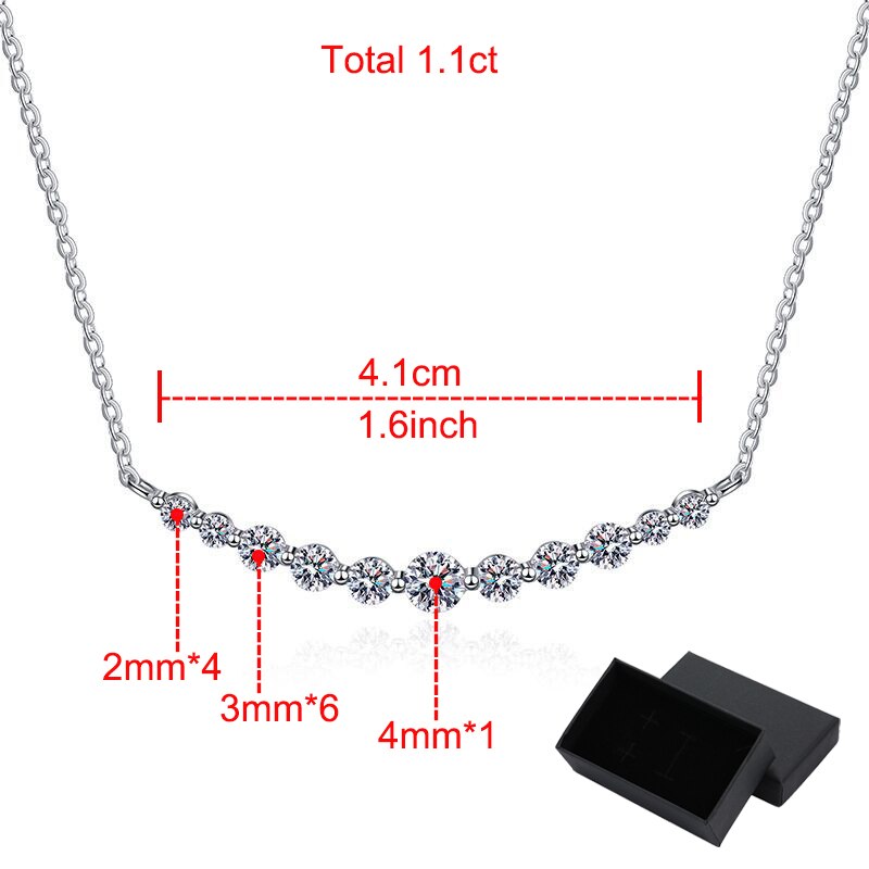 1.1ct Moissanite Necklace in 925 Sterling Silver.