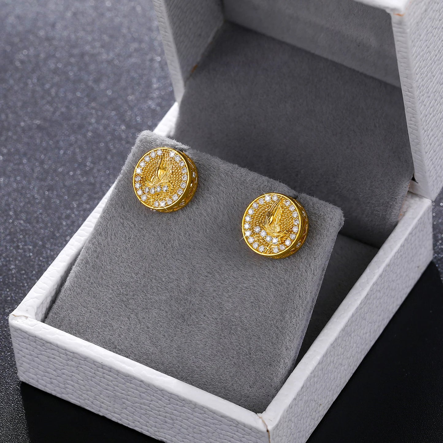 Gebetshände Moissanit Ohrringe in 925 Sterling Silber