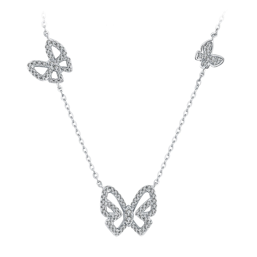 Butterfly Moissanite Necklace 1.6mm in 925 Sterling Silver