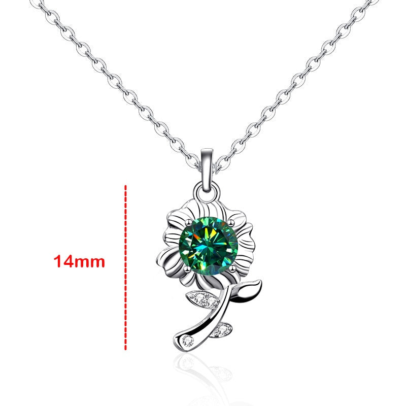 0.5ct Green Moissanite Flower Pendant in 925 Sterling Silver
