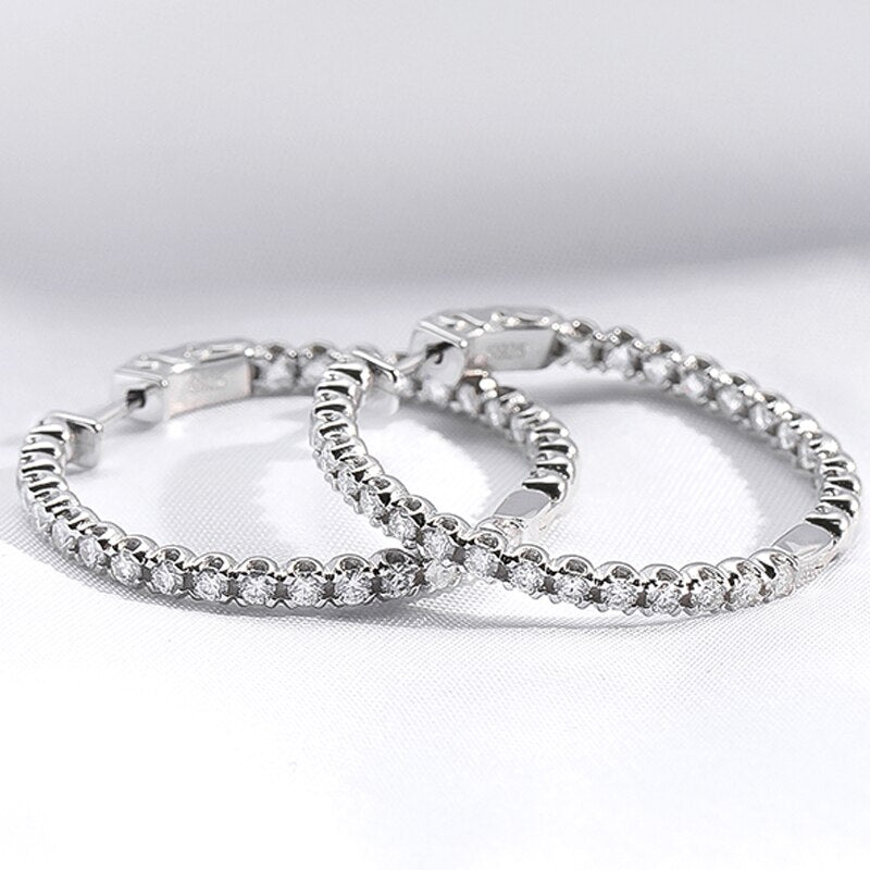 1.56ct Moissanite Hoop Earrings in 925 Sterling Silver