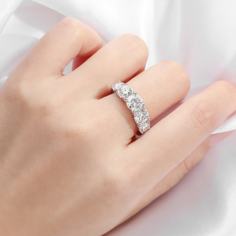3.6CT Moissanite Ring 5 Stones in 925 Sterling Silver with 18k White Gold Plated