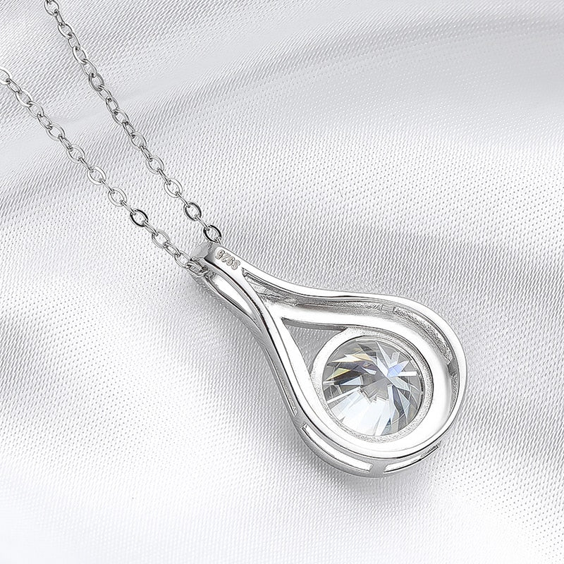 1ct//5ct Real Moissanite Water Drop Pendant in 925 Sterling Silver