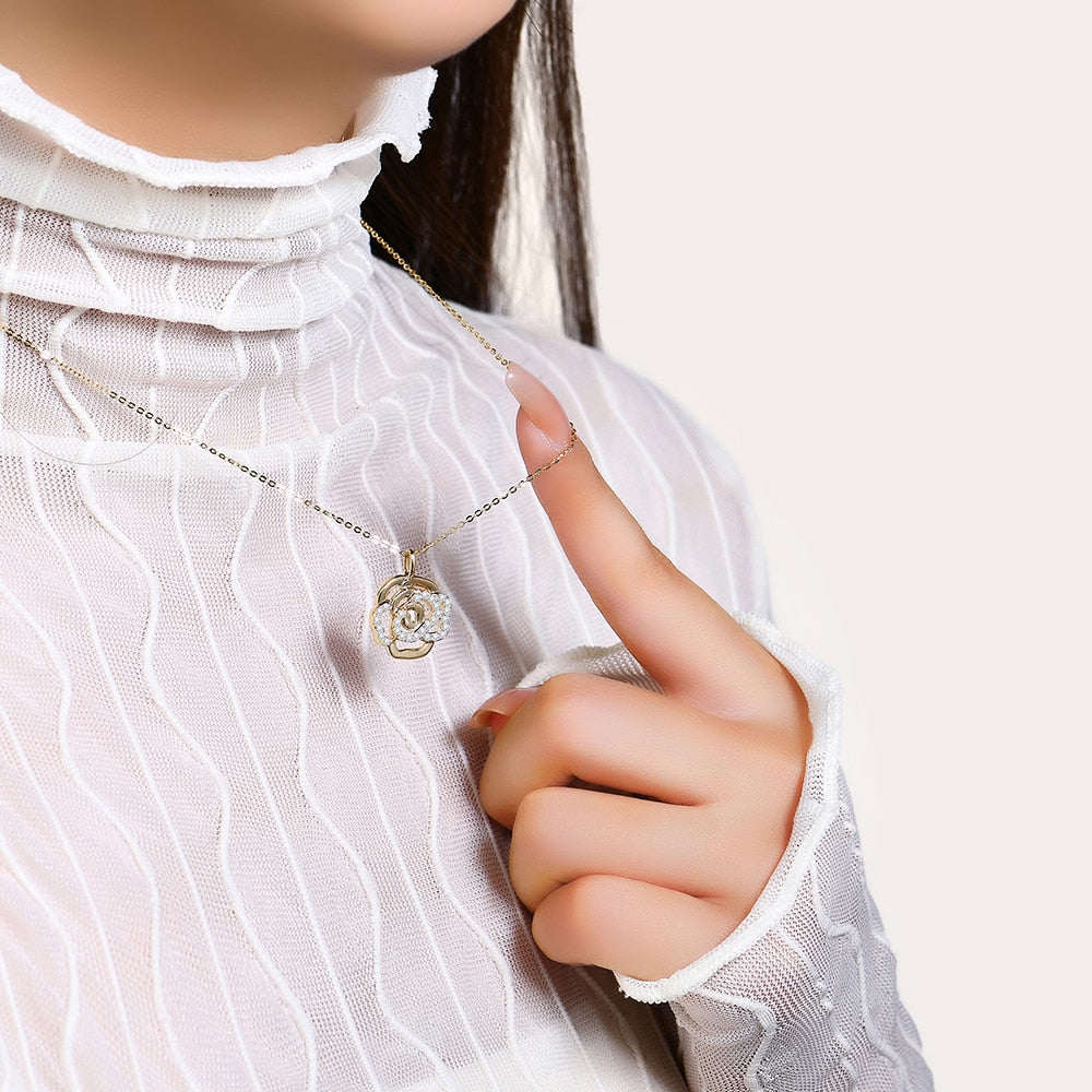 Collar de flor de moissanita blanca/rosa o amarilla en plata de ley 925
