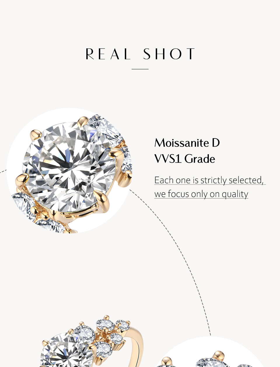10K or 14K Yellow Gold Moissanite Ring
