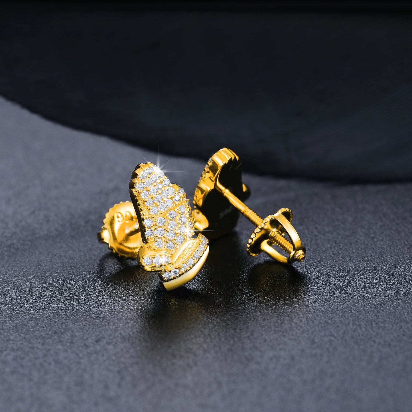 Prayer Hands Earrings, 925 Sterling Silver & Moissanites