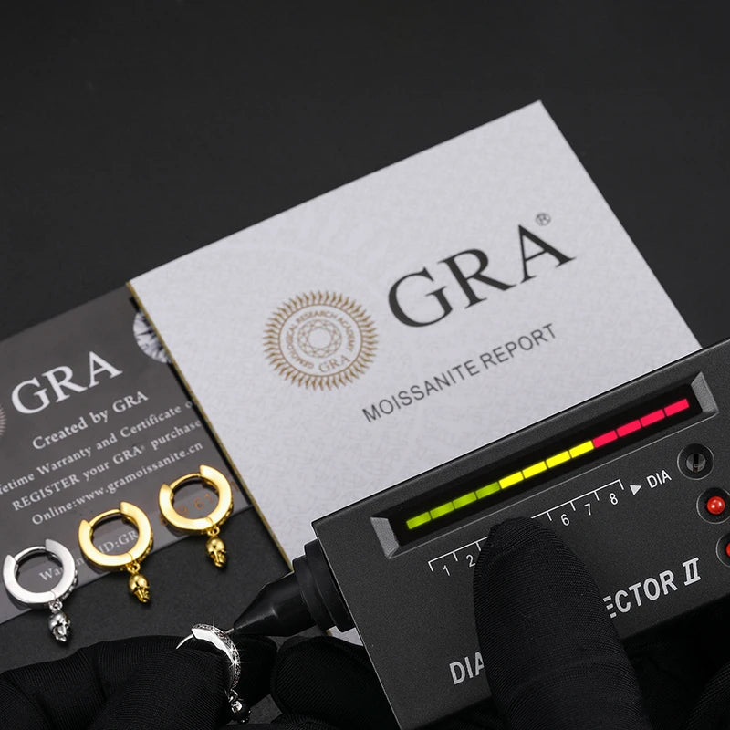 Skull Drop Moissanite Earrings in 925 Sterling Silver