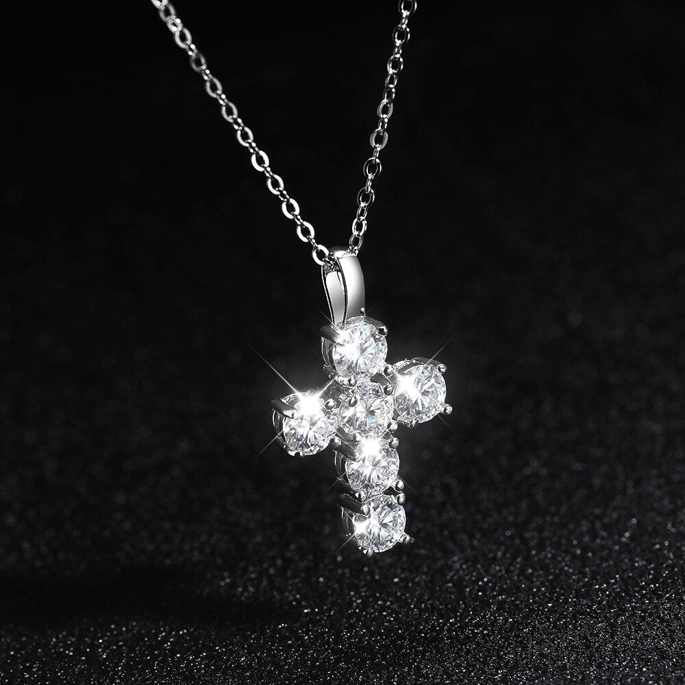 3 Karat Moissanit-Kreuzanhänger mit GRA 925 Sterling Silber