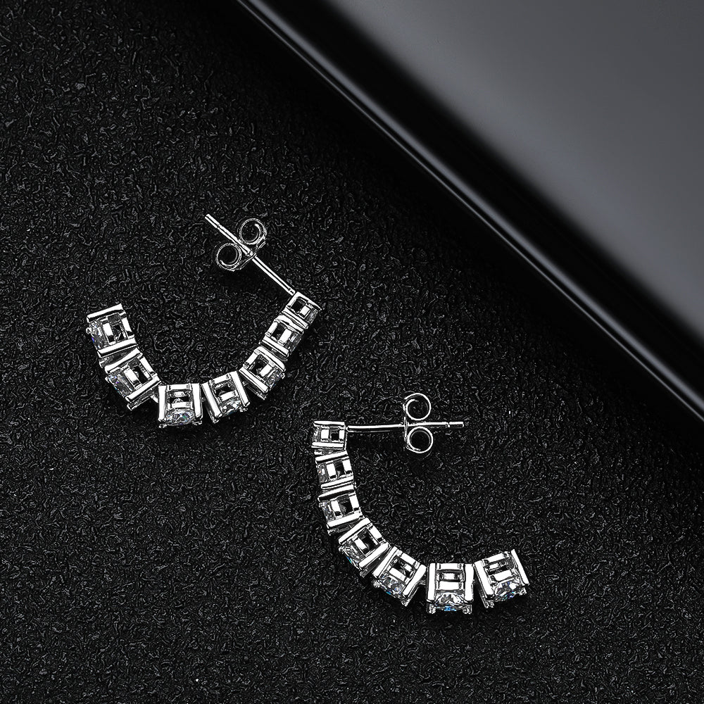 Moissanit-Ohrringe mit GRA, 925er Sterlingsilber, plattiert, 18 Karat Weißgold