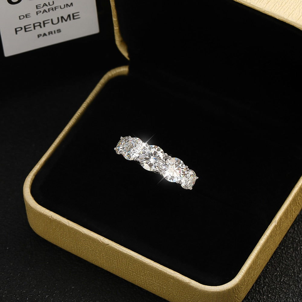 5 Stones 3.6CT Moissanite Ring in 925 Sterling Sliver