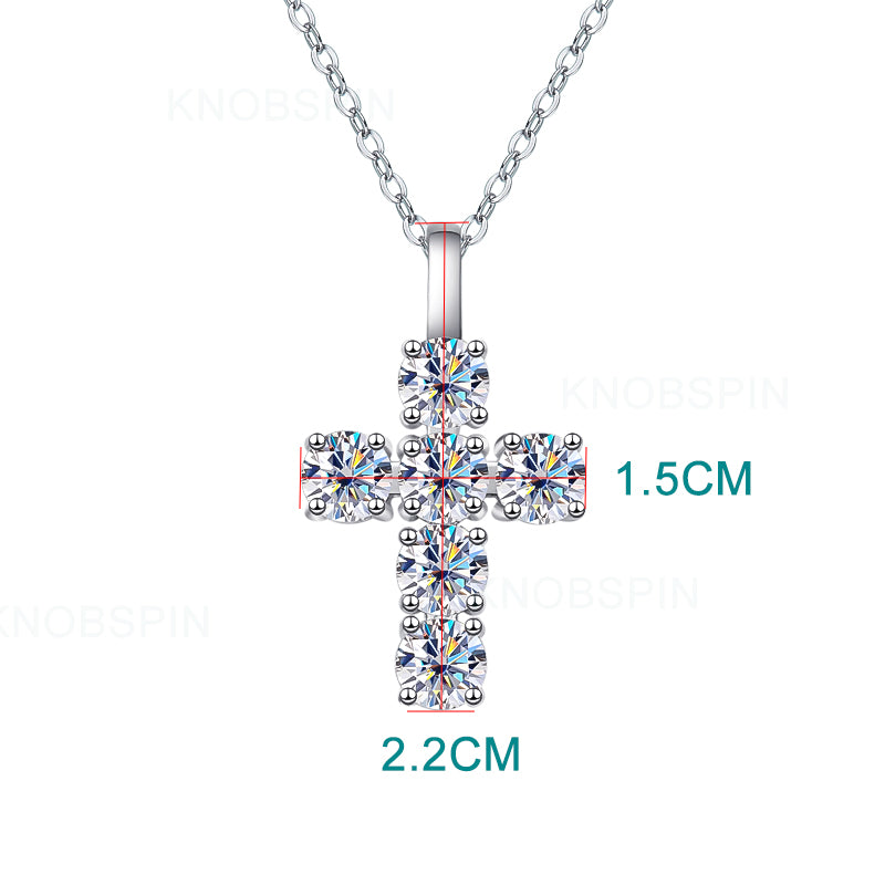 3CT Moissanite Cross Pendant with GRA 925 Sterling Silver