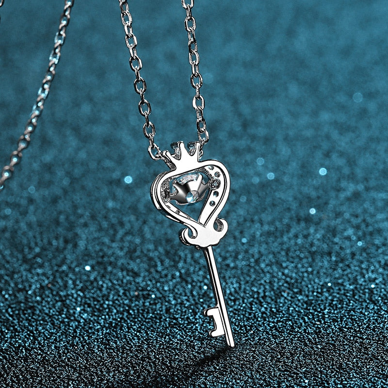 0.3ct Moissanite Key Pendant in 925 Sterling Silver