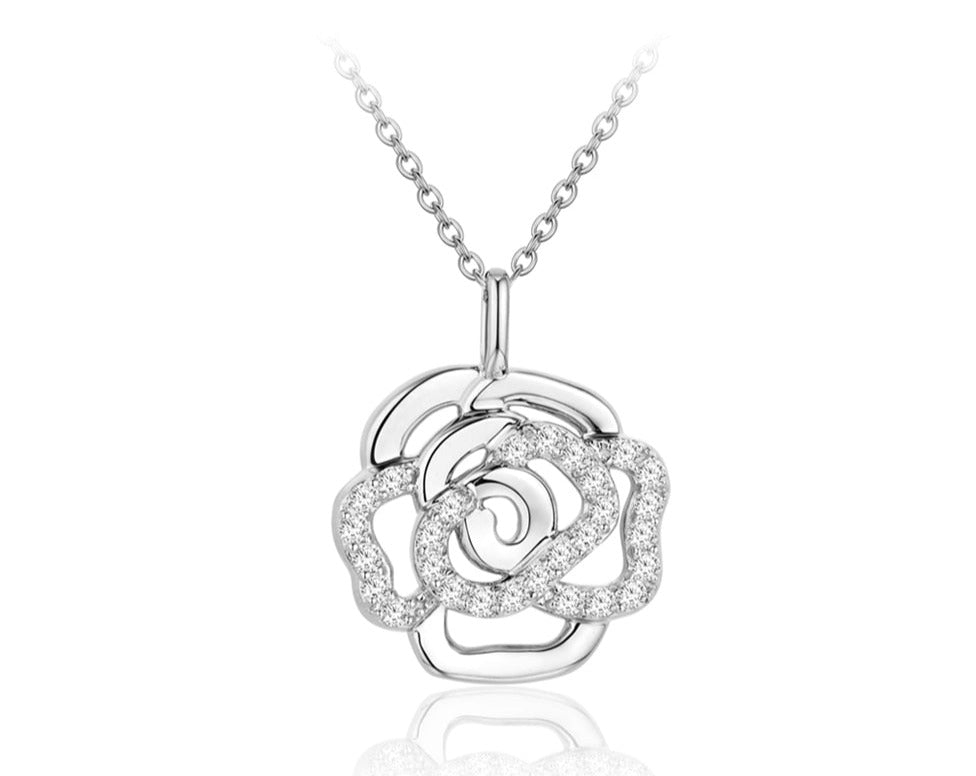 Collar de flor de moissanita blanca/rosa o amarilla en plata de ley 925