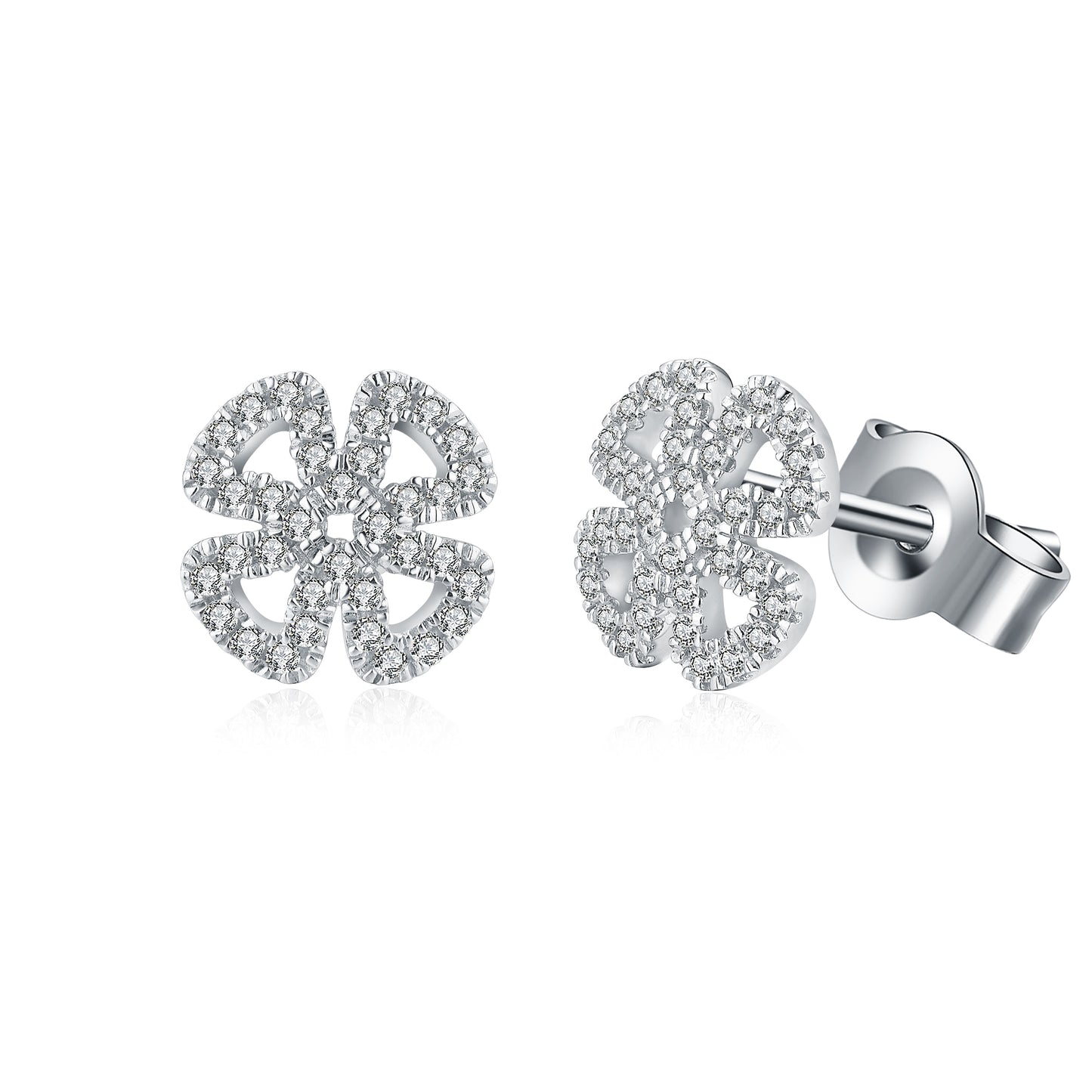 Pendientes de moissanita blanca, rosa y amarilla en plata de ley maciza 925