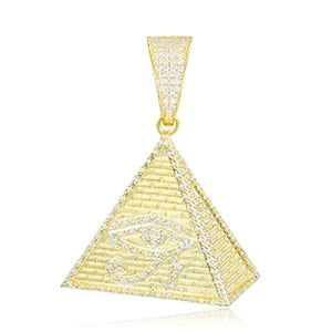 Colgante de ojo de Horus con pirámide egipcia de moissanita en plata de ley 925.