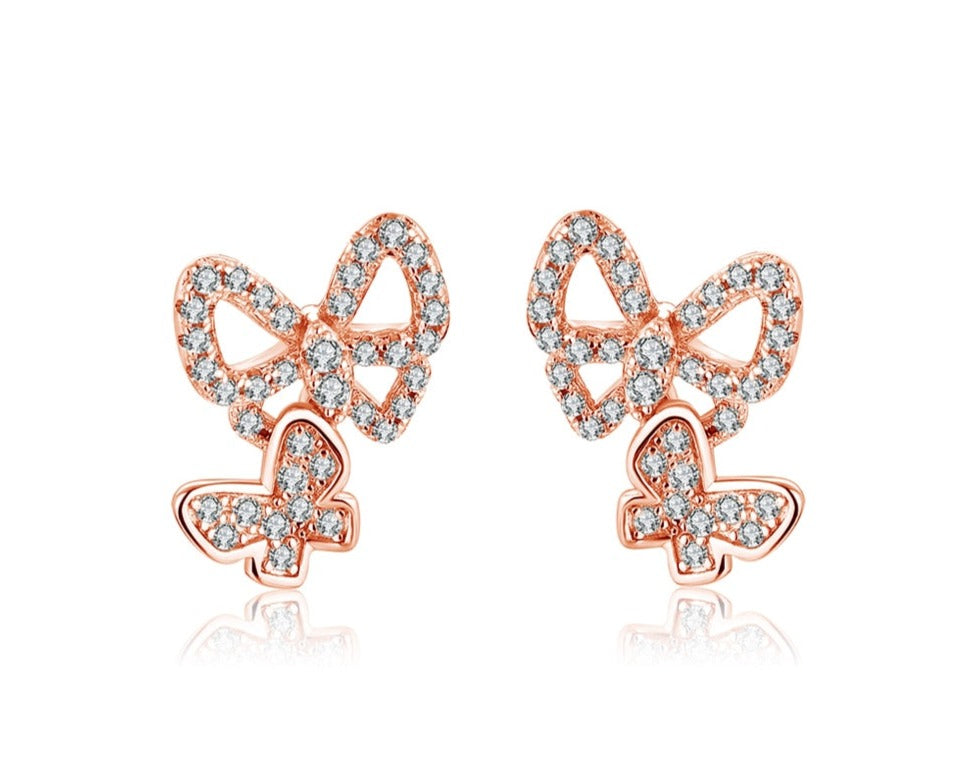 Moissanit Ohrringe Schmetterling in 925 Sterling Silber