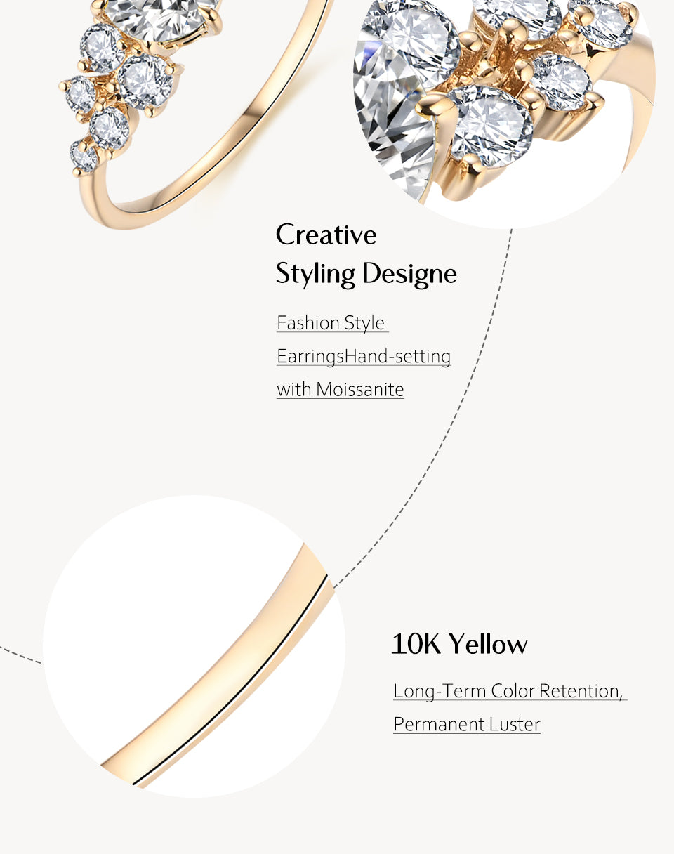 10K or 14K Yellow Gold Moissanite Ring