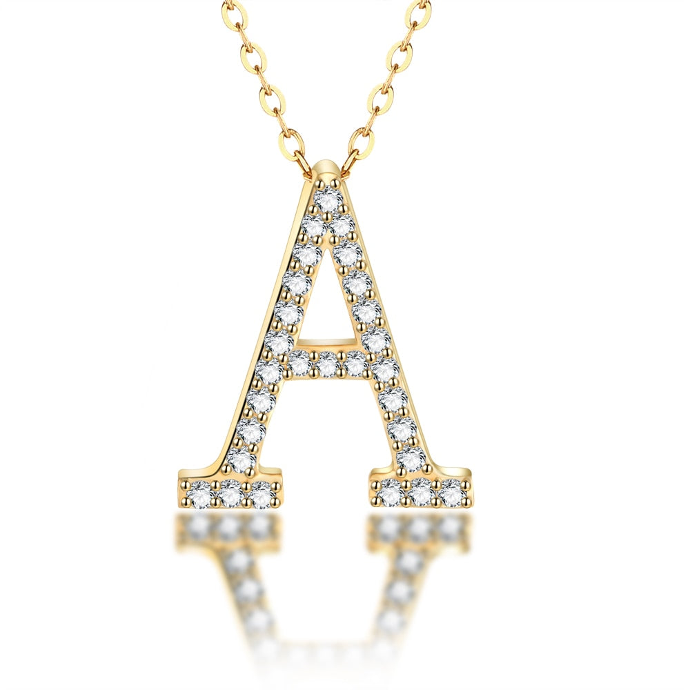 Moissanite Initial in 925 Sterling Silver with Chain.