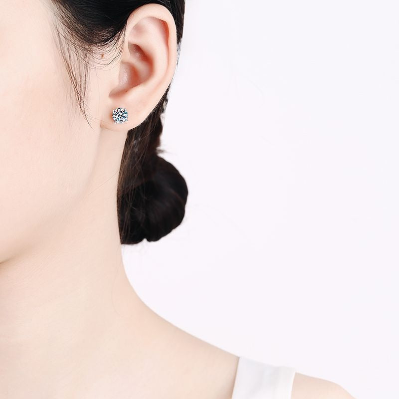 Moissanite Stud Earrings 0.4-4 CT White Gold Plated 925 Sterling Silver