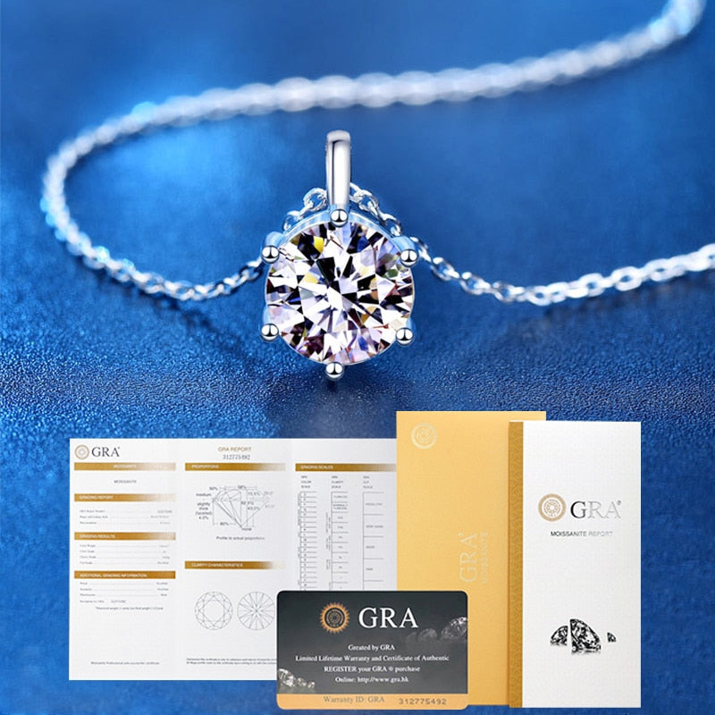 2.0ct Moissanite Pendant in 925 Sterling Silver with Silver Chain