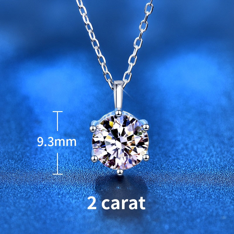 2.0ct Moissanite Pendant in 925 Sterling Silver with Silver Chain