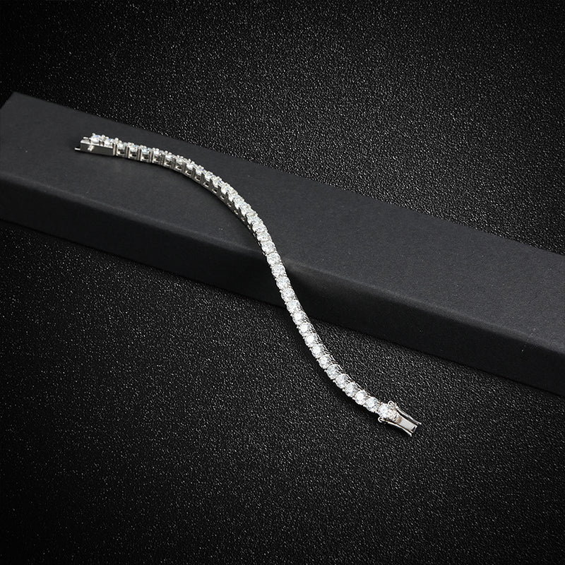 Pulsera de tenis de plata de ley 925 con moissanita GRA