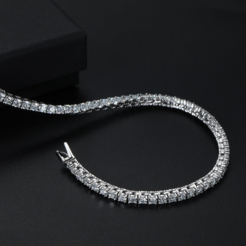 Cadena o pulsera de tenis de moissanita en plata de ley 925