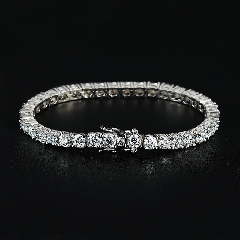 Pulsera de tenis de plata de ley 925 con moissanita GRA