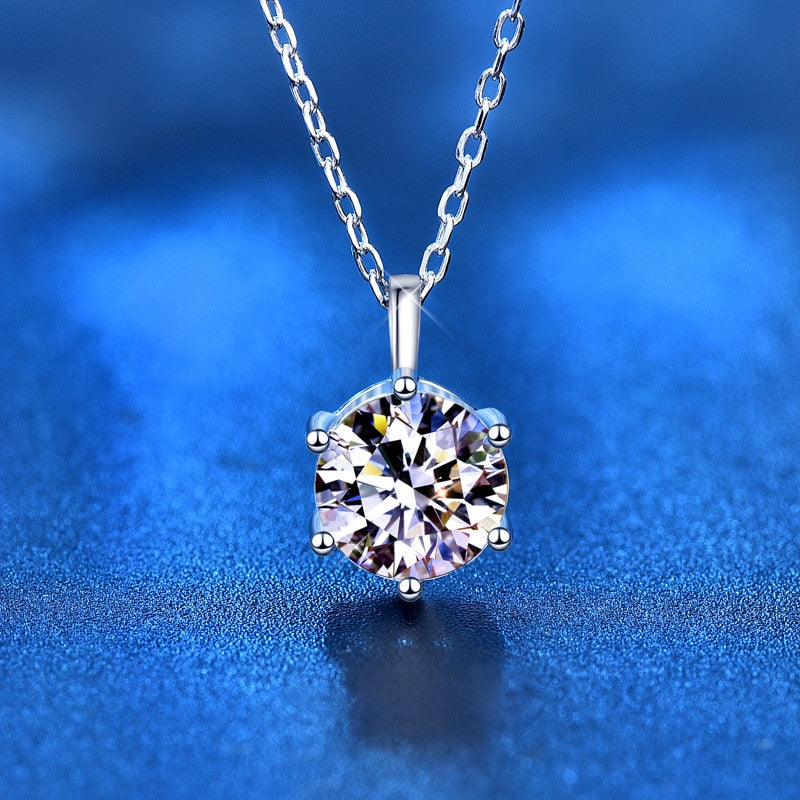 2.0ct Moissanite Pendant in 925 Sterling Silver with Silver Chain