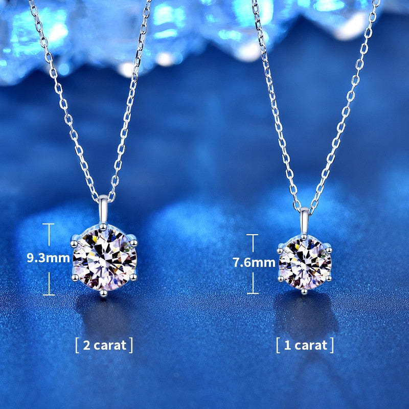 2.0ct Moissanite Pendant in 925 Sterling Silver with Silver Chain
