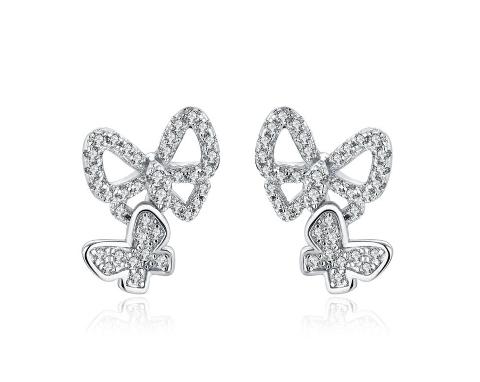 Moissanit Ohrringe Schmetterling in 925 Sterling Silber