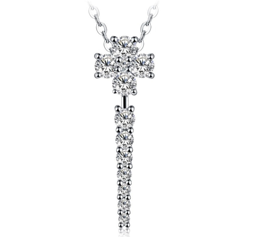 Real D Grade Moissanite Pendant Cross in 925 Sterling Silver
