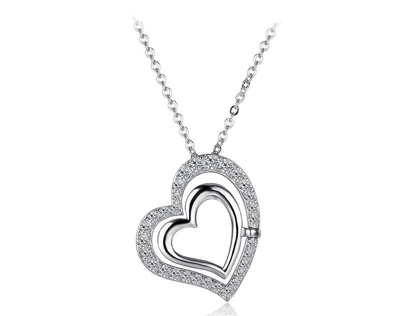 Moissanite Diamond Heart Necklace in 925 Sterling Silver