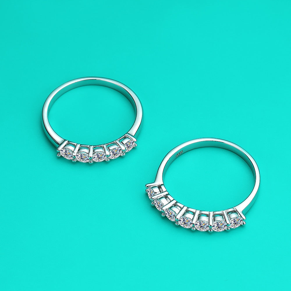 3 mm Moissanit-Ring aus 925er Sterlingsilber mit plattiertem 18 Karat Weißgold