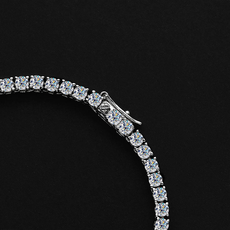 SET Moissanite Tennis Necklace in 925 Sterling Sliver Plated with 18k White Gold