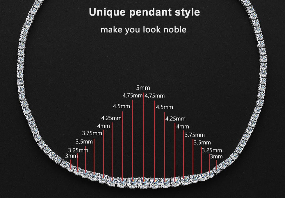 SET Moissanite Tennis Necklace in 925 Sterling Sliver Plated with 18k White Gold