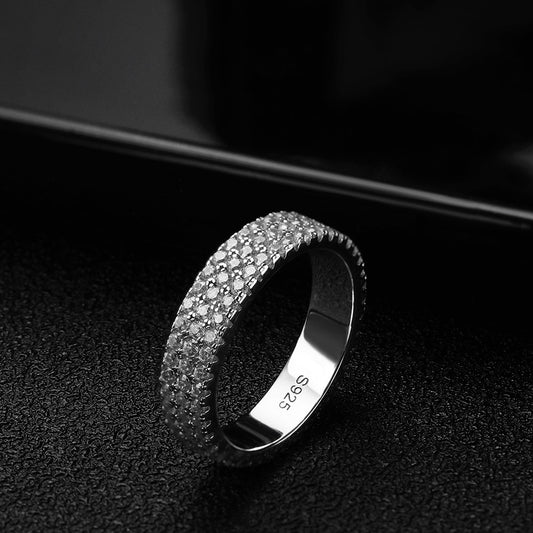 Moissanit-Ring, 925er Sterlingsilber, 18 Karat vergoldet, Ewigkeitsband