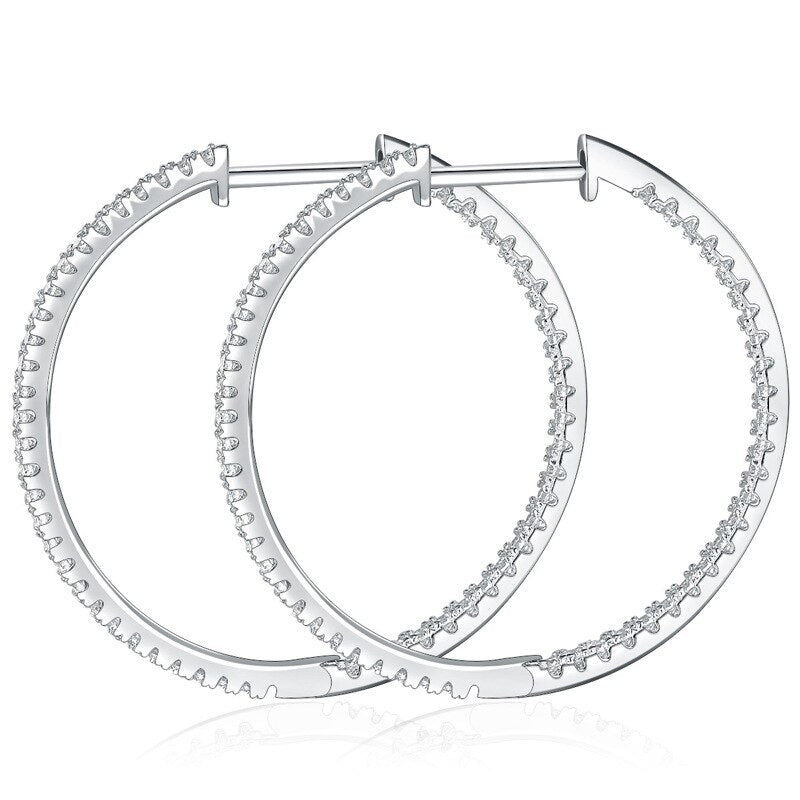 Pendientes de moissanita en forma de bucle de plata de ley 925, 1,2 mm de diámetro, diamante cultivado en laboratorio (vvs1)