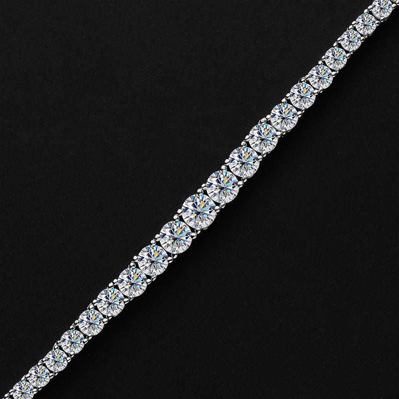 SET Moissanite Tennis Necklace in 925 Sterling Sliver Plated with 18k White Gold