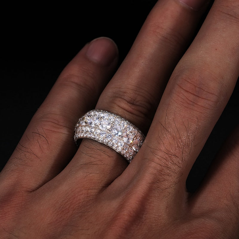 Certificate Moissanite Ring 6 Bands S925 Sterling Silver
