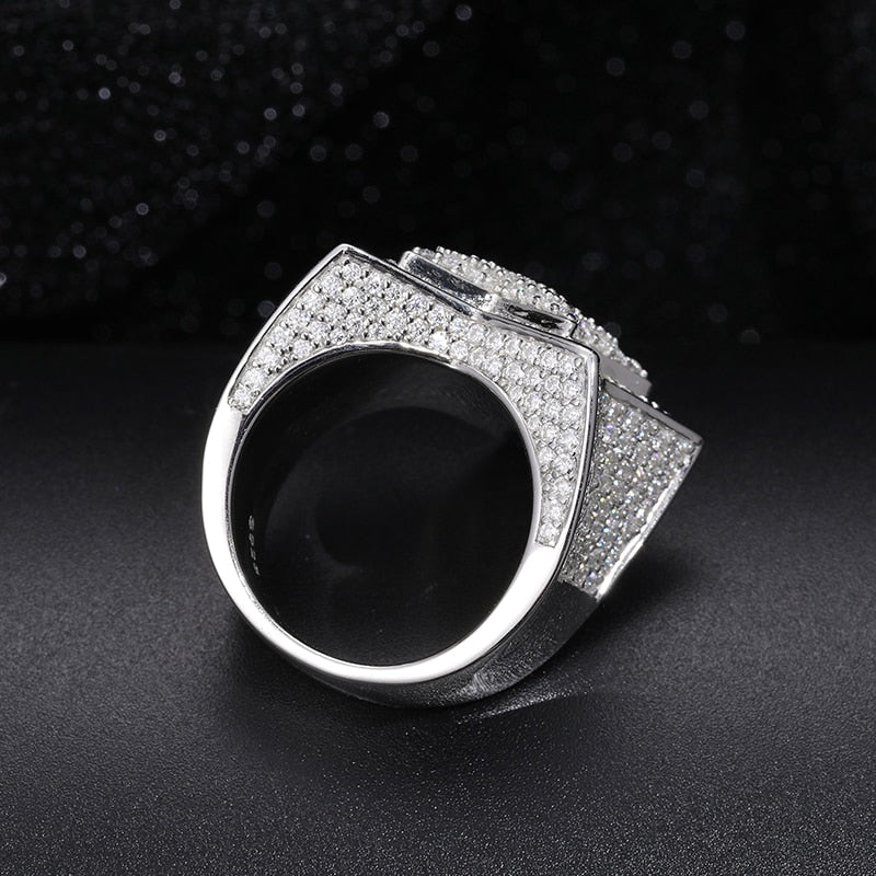Certificate Moissanite Star Ring, 925 Sterling Silver