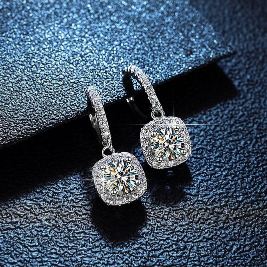 Moissanite Ohrringe 925 Sterling Silber vergoldet mit Weißgold