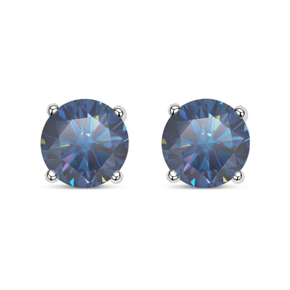 Red, Pink, Black, Blue or Green Moissanite Earrings 925 Sterling Sliver Plated with 18k White Gold