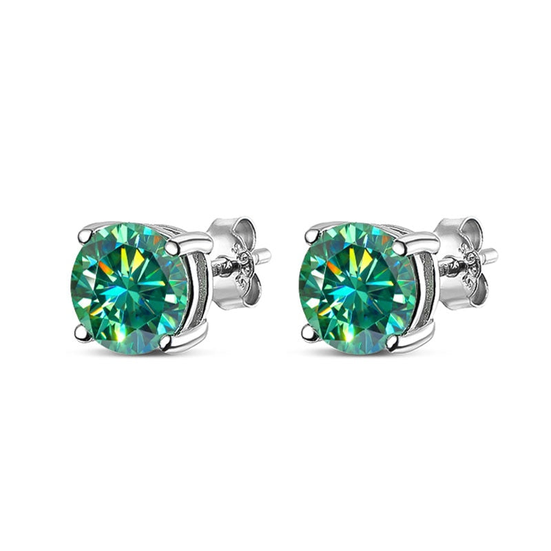 Red, Pink, Black, Blue or Green Moissanite Earrings 925 Sterling Sliver Plated with 18k White Gold