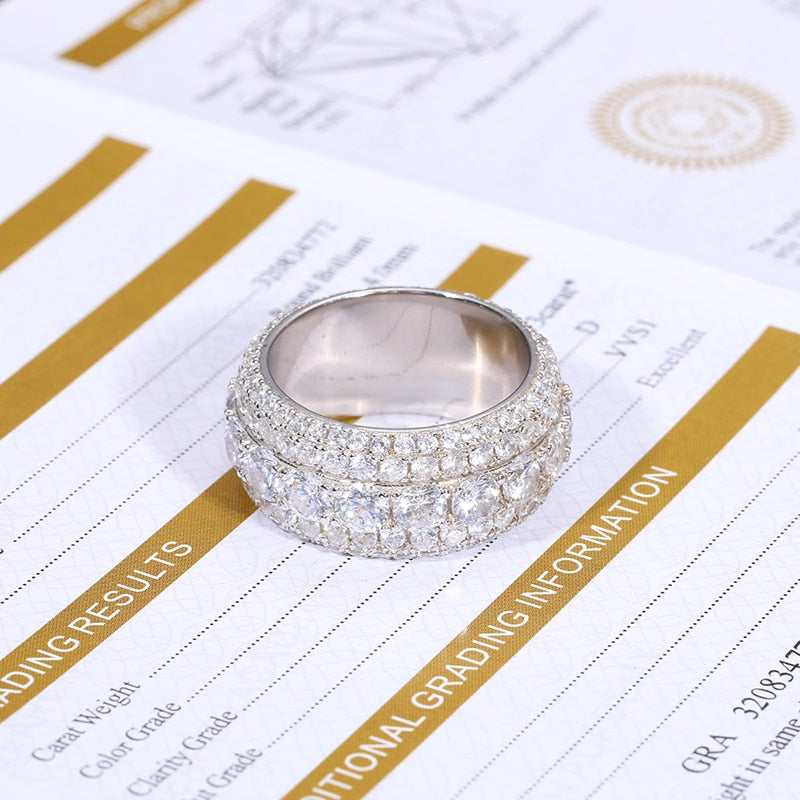Certificate Moissanite Ring 6 Bands S925 Sterling Silver