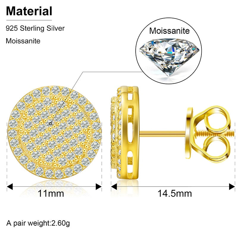 Pendientes de moissanita con hilo variado, plata de ley 925 con baño de oro
